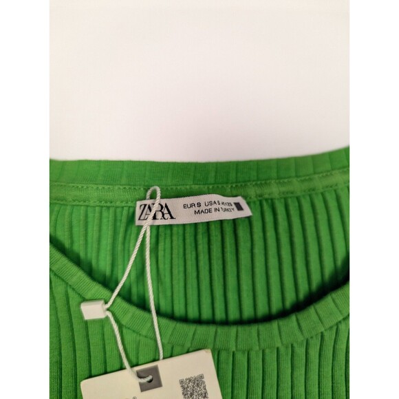 Zara Womens Green Crop Top Shirt Small NWT - Picture 2 of 5